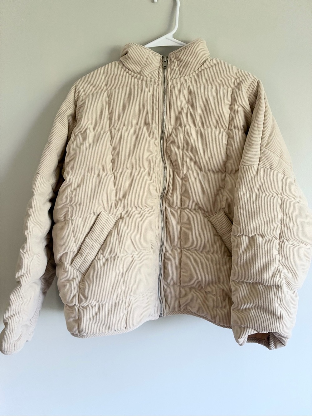 NWOT Altar’d State Emery Quilted Corduroy Puffer Jacket - Cream Beige - Size M